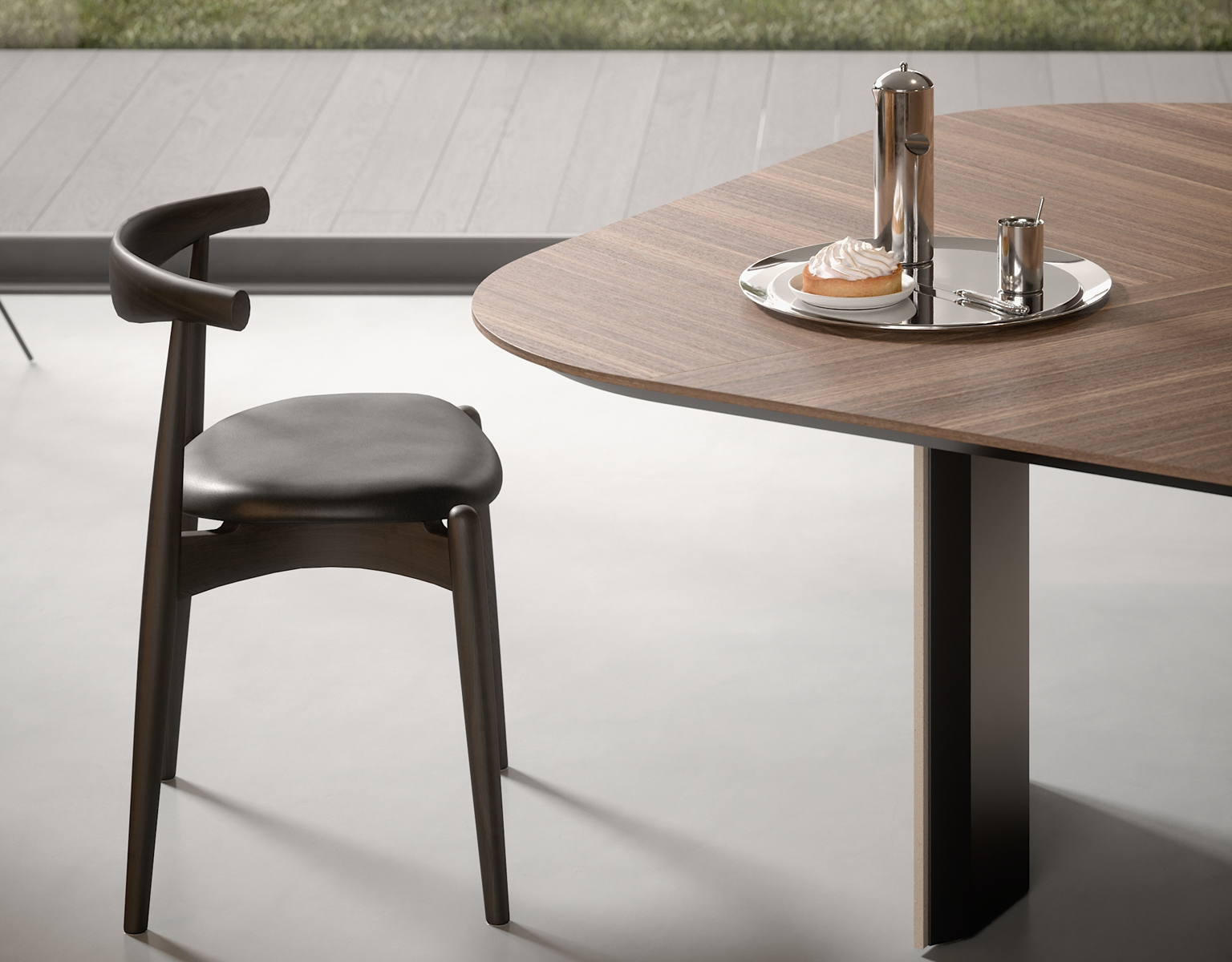 Dettaglio del tavolo integrato nella cucina Copatlife C01